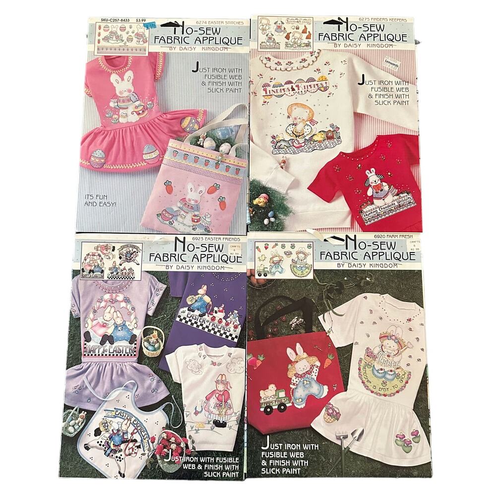 Daisy Kingdom No Sew Fabric Applique Lot Easter Bunny Kitten Puppy Farm Fresh